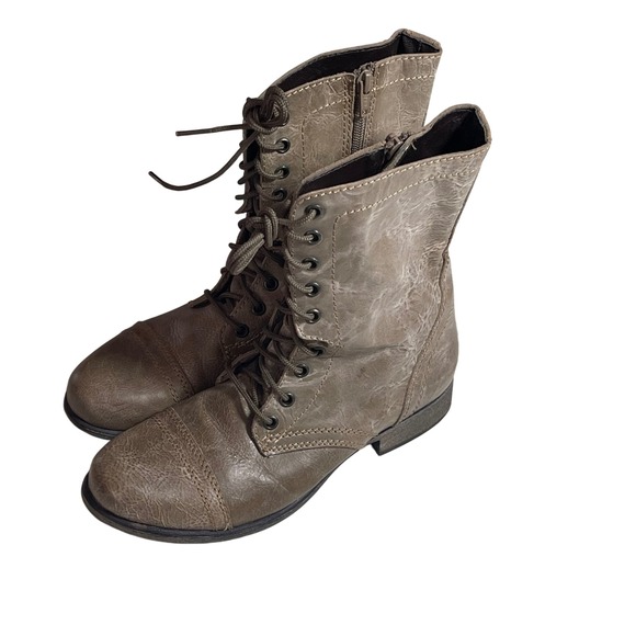 Steve Madden Shoes - Steve Madden Troopa Leather Lace Up Combat Boots Brown Women's Size 8M‎